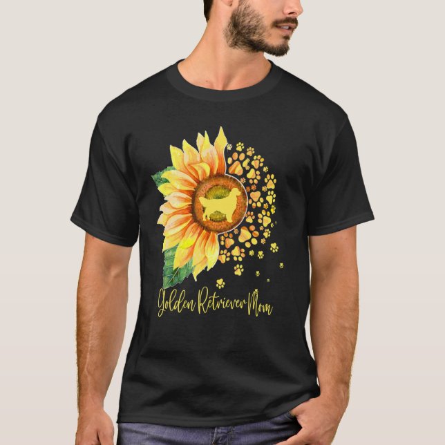 Camiseta Golden Retriever Mom Sunflower Dog Paw Mother s Da (Anverso)