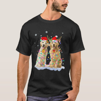 Camiseta Golden Retriever Navidades Santa Hat Reindeer Ligh
