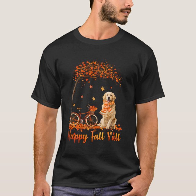 Camiseta Golden Retriever Otumn Fall Pumpkin Truck Mappeth (Anverso)