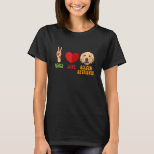 Camiseta Golden Retriever Peace Love Unity Hearce Truce Mas