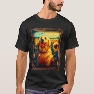 Camiseta Golden Retriever Pintando Flor de girasol Mamá