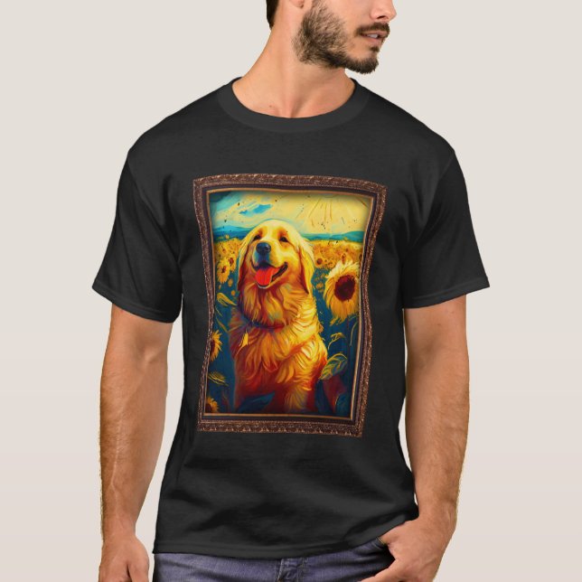 Camiseta Golden Retriever Pintando Flor de girasol Mamá (Anverso)