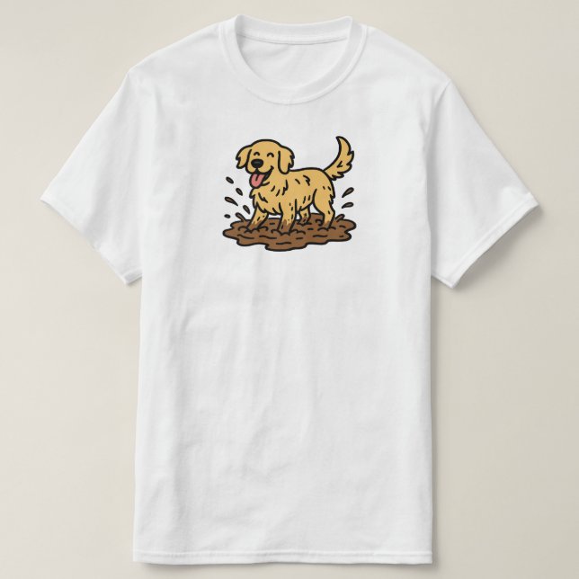Camiseta Golden Retriever Playing Mud (Diseño del anverso)