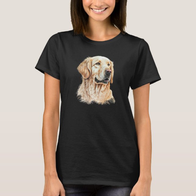 Camiseta Golden Retriever Portrait Hand Drawn Art Dog Lover (Anverso)