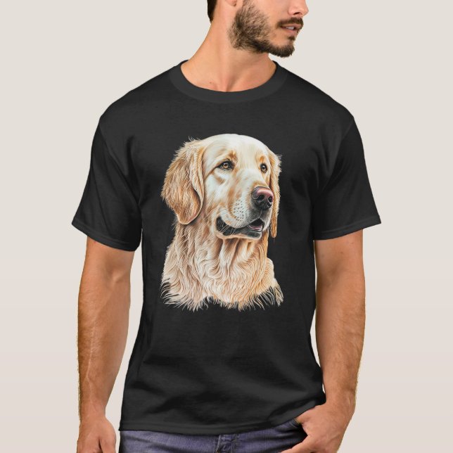 Camiseta Golden Retriever Portrait Hand Drawn Art Dog Lover (Anverso)