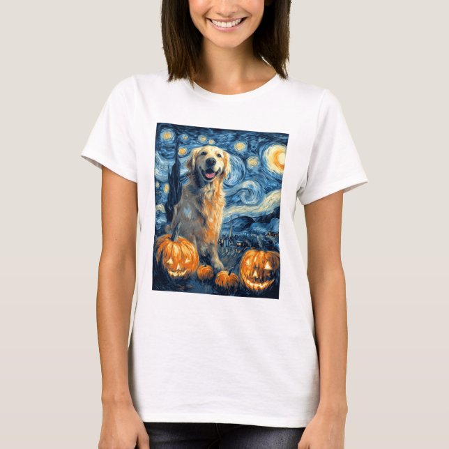 Camiseta Golden Retriever Pumpkin Starry Night Dog Mom Van  (Anverso)