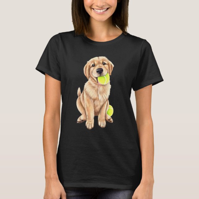 Camiseta Golden Retriever Puppy Con Bolas De Tenis (Anverso)