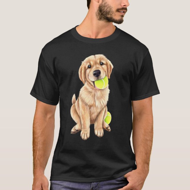 Camiseta Golden Retriever Puppy Con Bolas De Tenis (Anverso)