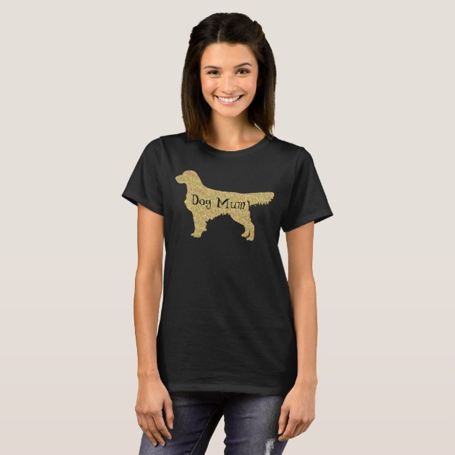 Camiseta Golden Retriever Purpurina Gold | Mamá de perro (Anverso completo)