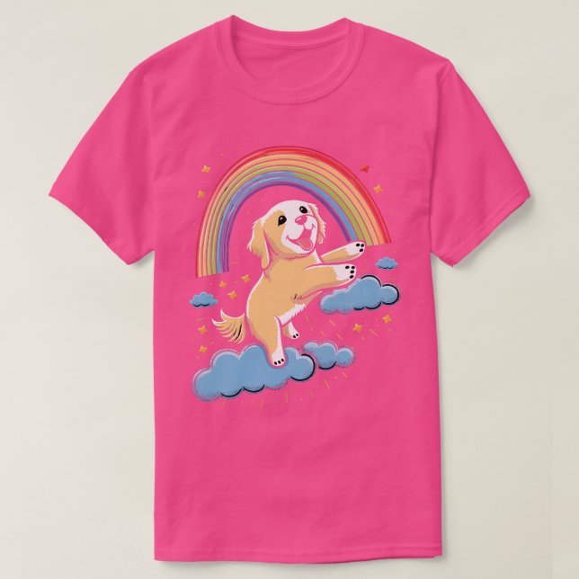 Camiseta Golden Retriever Rainbow Cloud Animals Kawaii (Diseño del anverso)