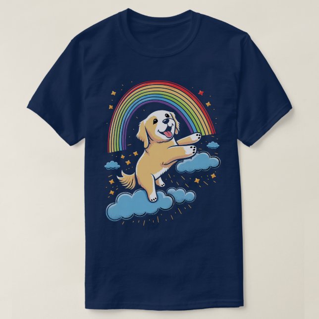 Camiseta Golden Retriever Rainbow Cloud Animals Kawaii (Diseño del anverso)