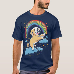 Camiseta Golden Retriever Rainbow Cloud Animals Kawaii