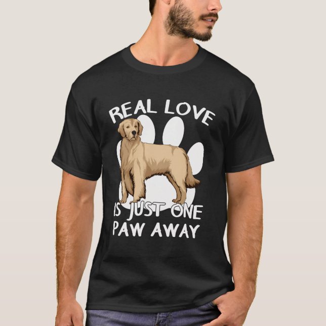 Camiseta Golden Retriever Real Love Goldie Paw Cita Golden (Anverso)