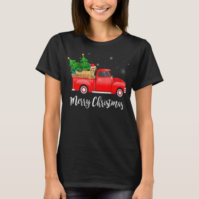 Camiseta Golden Retriever Red Truck Christmas Tree Xmas Dog (Anverso)