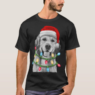 Camiseta Golden Retriever Santa Christmas Tree Lights