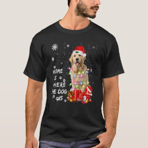 Camiseta Golden Retriever Santa Christmas Tree Lights
