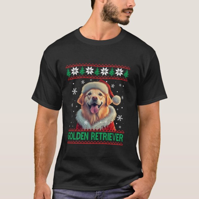 Camiseta Golden Retriever Santa Hat Ugly Navidades Long Sle (Anverso)