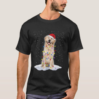 Camiseta Golden Retriever Santa Tree Lights
