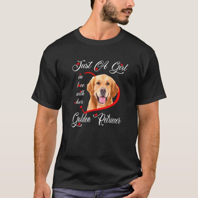 Camiseta Golden Retriever, Sólo Una Chica Enamorada De Su F (Anverso)