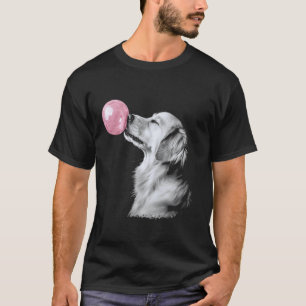 Camiseta Golden Retriever Soplando Chicle Rosa
