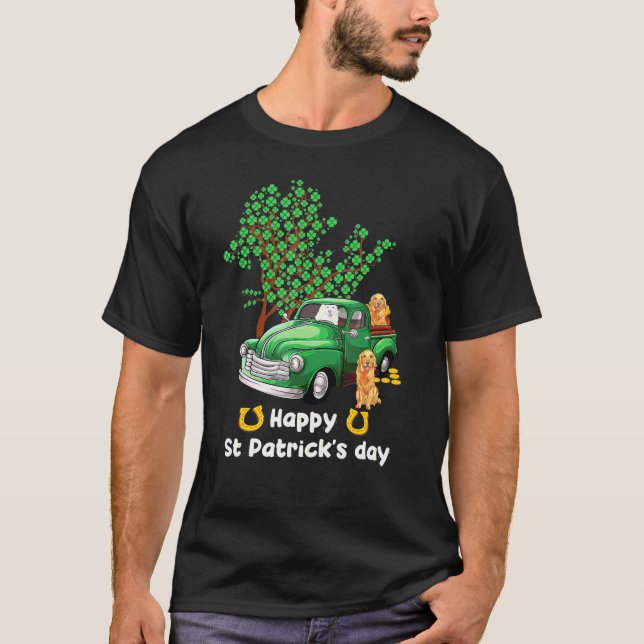 Camiseta Golden Retriever St Patricks Day Truck Shamrock Pa (Anverso)