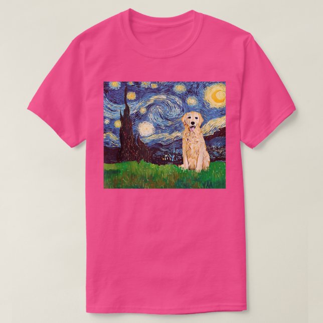 Camiseta Golden Retriever Starry Night inspiró a perro de o (Diseño del anverso)