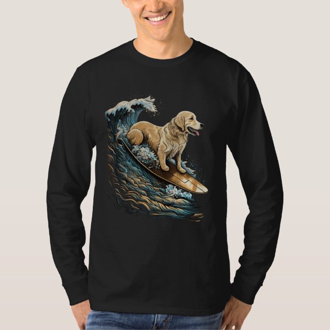 Camiseta Golden Retriever Surfing Kanagawa Japanese The gre (Anverso)