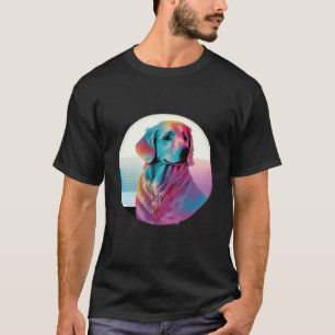 Camiseta Golden Retriever Synthwave de los 80 con estética