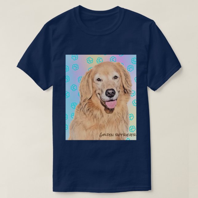 Camiseta Golden retriever T-shirt with Paw print Tシャツ (Diseño del anverso)