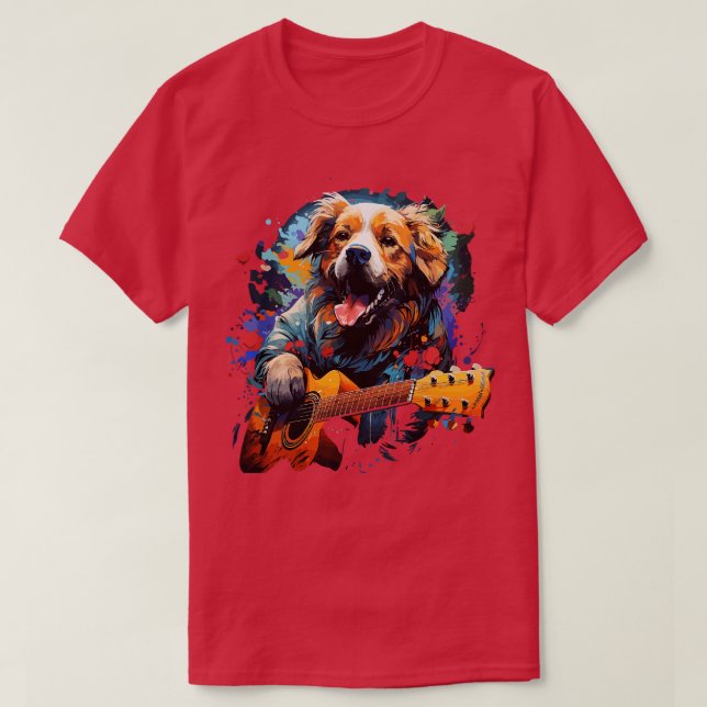 Camiseta Golden Retriever Tocando Guitarra (Diseño del anverso)