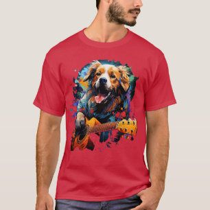Camiseta Golden Retriever Tocando Guitarra
