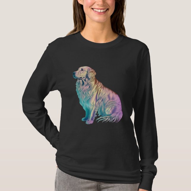 Camiseta Golden Retriever Vaporwave Retrowave Aesthetic  2 (Anverso)