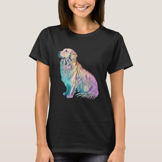 Camiseta Golden Retriever Vaporwave Retrowave Aesthetic  2 (Anverso)