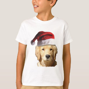Camiseta Golden Retriever vistiendo un Gorra de Papá Noel p