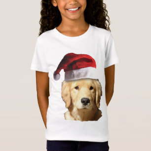 Camiseta Golden Retriever vistiendo un Gorra de Santa Claus