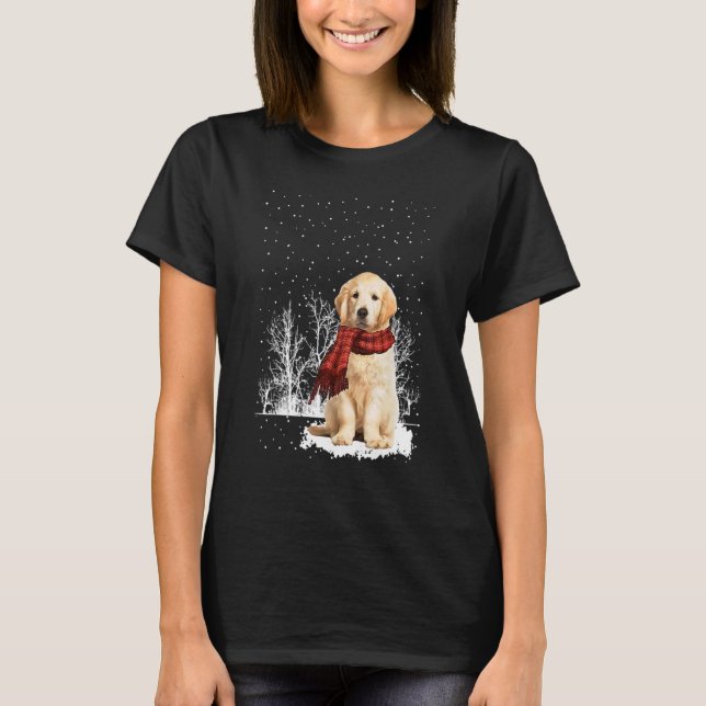 Camiseta Golden Retriever Winter Scarf  Dogs Tree Forest Sn (Anverso)