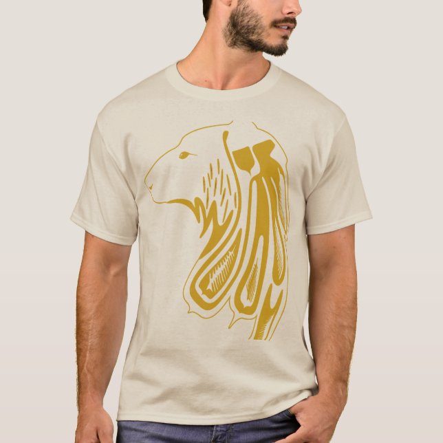Camiseta Golden Tribal Wolf Head - Diseño Animal de Lujo (Anverso)