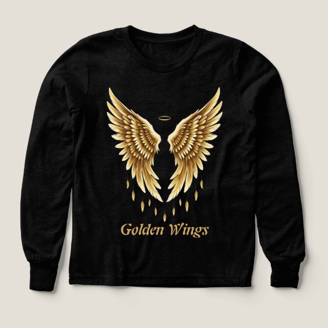 Camiseta Golden Wings - Elegante Angeli negro y or (Diseño frontal)