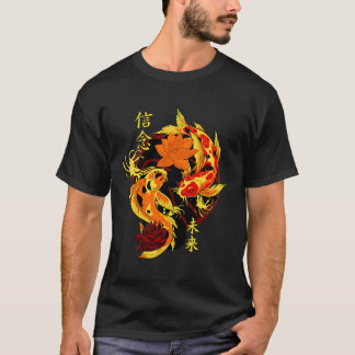 Camiseta Golden Yakuza Tattoos japoneses Koi Fish Pond Flor