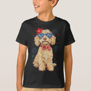 Camiseta Goldendoodle 4 De Julio Patriótico Dorado Doodle D