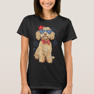 Camiseta Goldendoodle 4 De Julio Patriótico Dorado Doodle D
