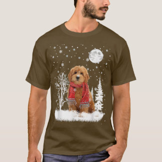 Camiseta Goldendoodle Bajo La Nieve Luna Navidades Pajama