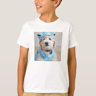 Camiseta Goldendoodle con traje de tiburón
