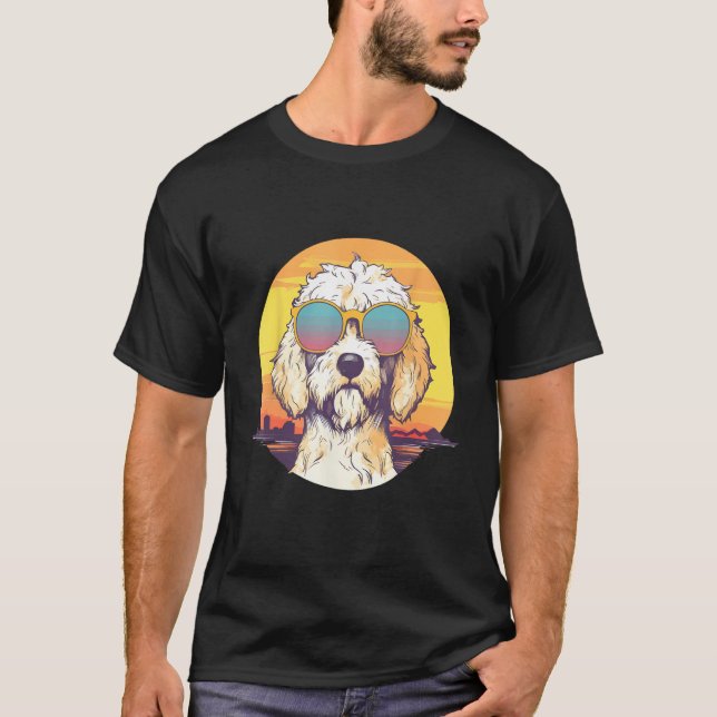 Camiseta Goldendoodle Cute Colorful Golden Doodle Sunglasse (Anverso)