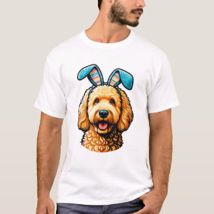 Camiseta Goldendoodle de Pascua con orejas de conejo, Pascu
