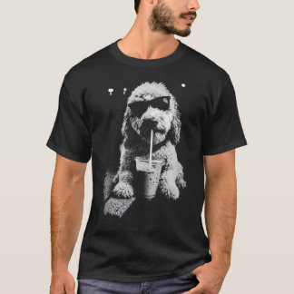 Camiseta Goldendoodle Divertido Bebiendo Café Helado Perro 