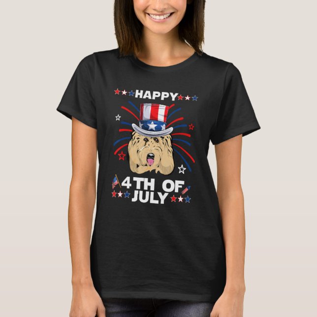 Camiseta Goldendoodle Dog Patriotic American 4th Of July Do (Anverso)