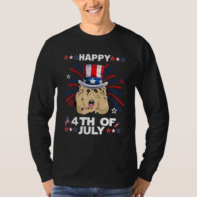 Camiseta Goldendoodle Dog Patriotic American 4th Of July Do (Anverso)