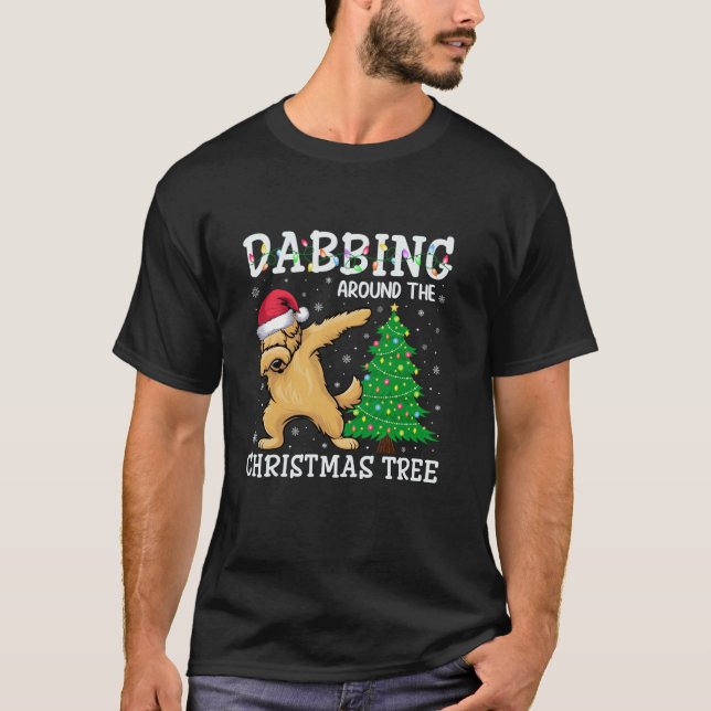 Camiseta Goldendoodle Dog Santa Hat Dabbing en torno a Chri (Anverso)