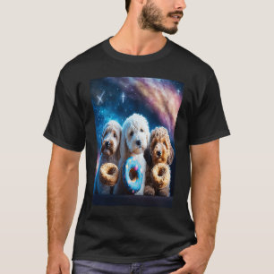 Camiseta Goldendoodle En El Espacio Con Donuts Cute Doodle 